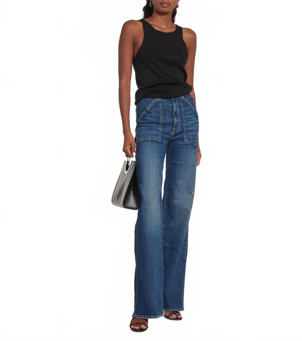 NEW NILI LOTAN quentin wide leg jeans in blue